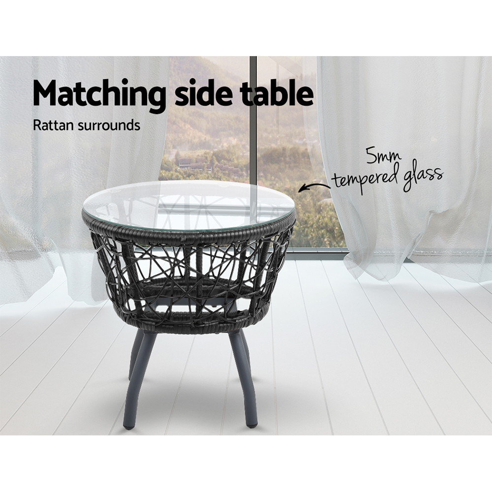 Gardeon 3 Piece Round Rattan Bistro Set view 5