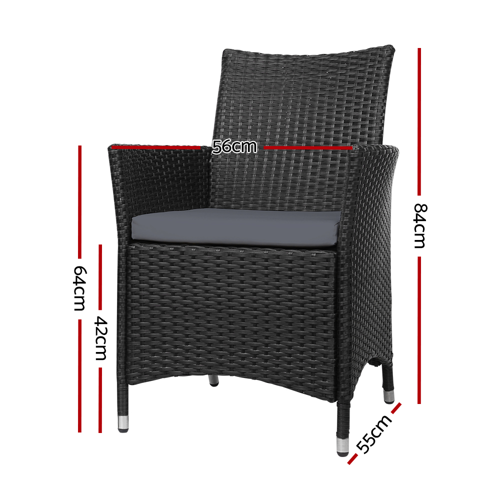 Gardeon Wicker Dining Chairs Cushion 2-Piece view 2