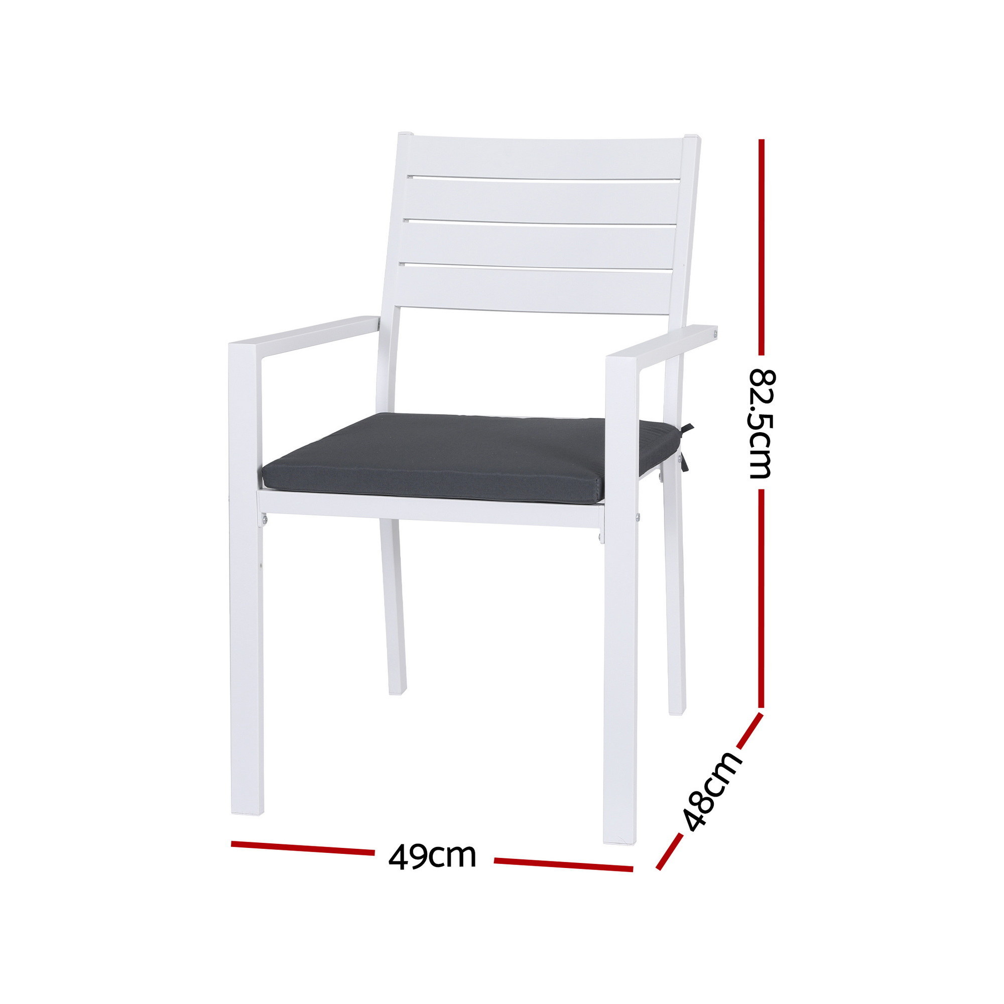 Gardeon 4PC Stackable Aluminium Dining Chairs White view 2