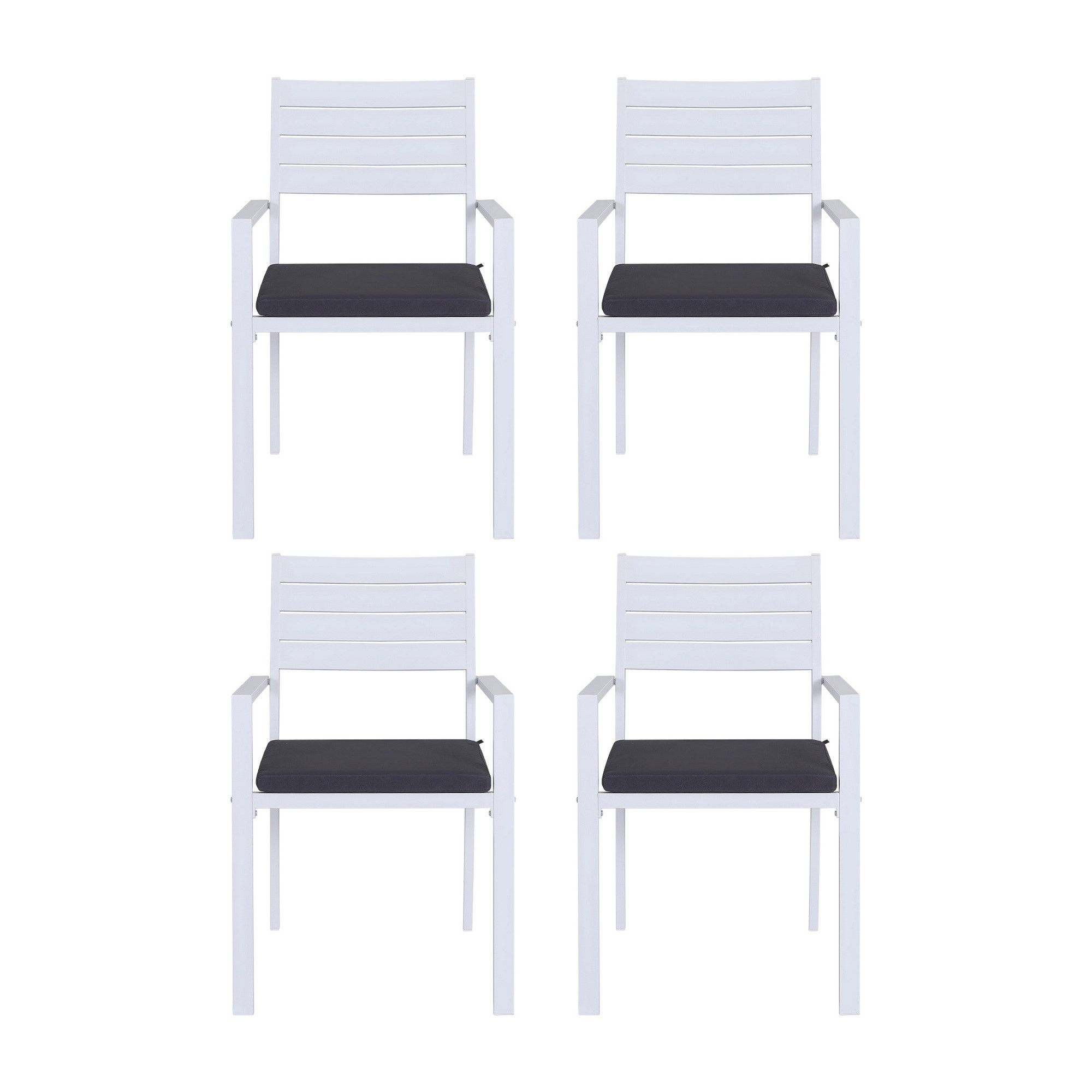 Gardeon 4PC Stackable Aluminium Dining Chairs White view 3