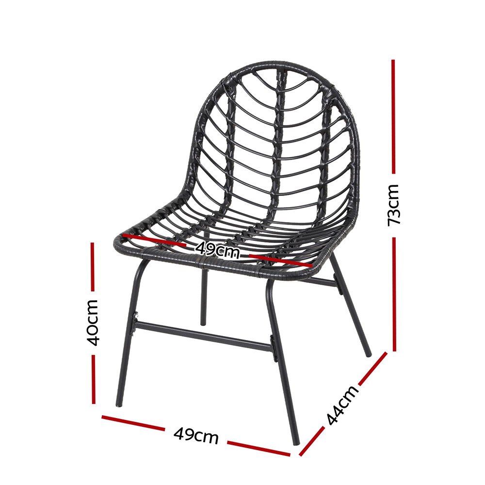 Gardeon 2 Piece Wicker Dining Chair Black view 2