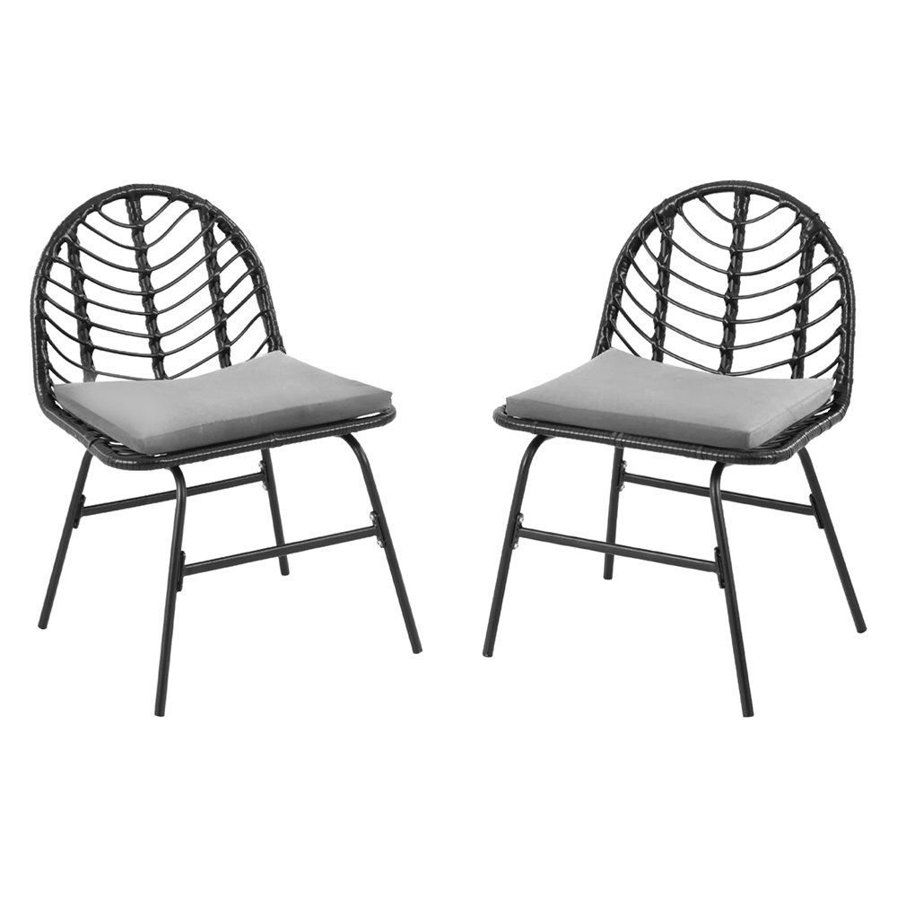 Gardeon 2 Piece Wicker Dining Chair Black view 3