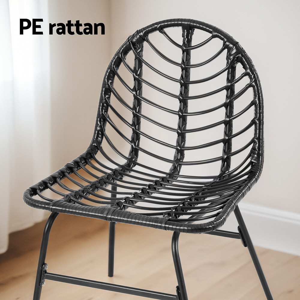 Gardeon 2 Piece Wicker Dining Chair Black view 5