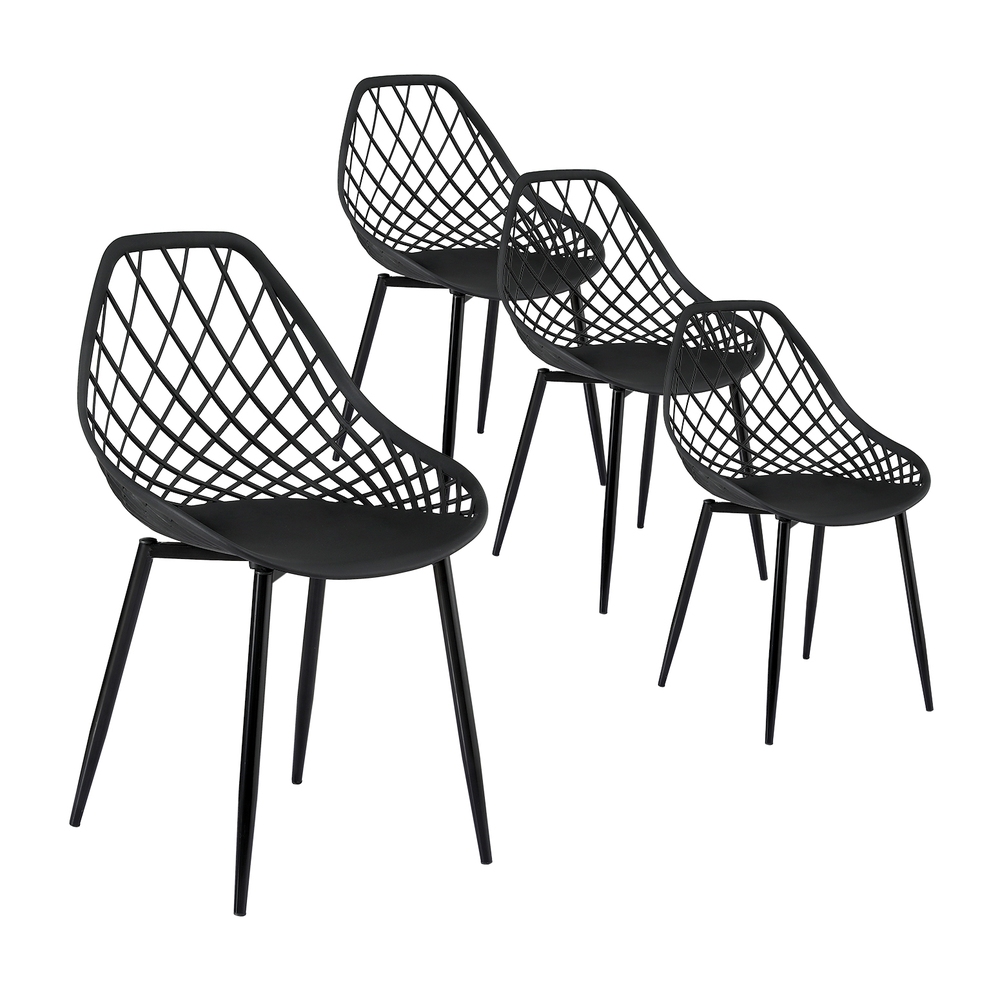 Gardeon 4PC PP Dining Chairs Easy Clean Black