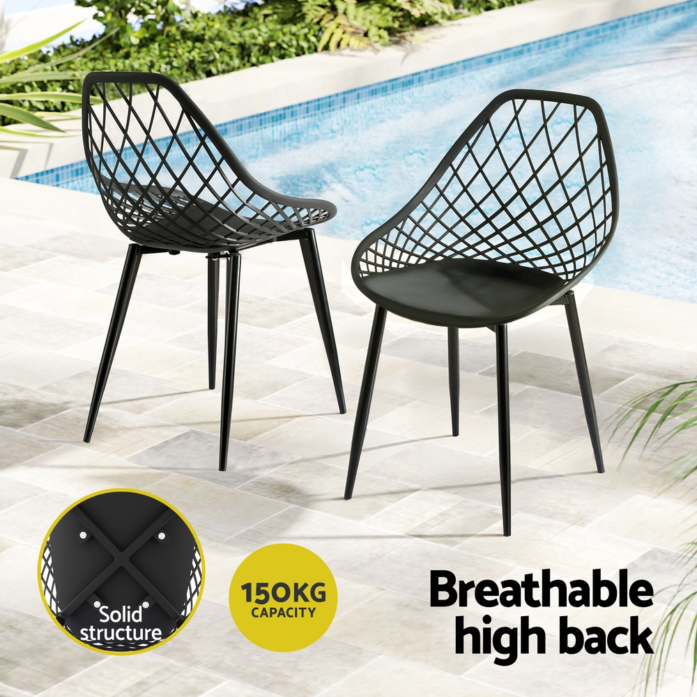 Gardeon 4PC PP Dining Chairs Easy Clean Black view 5