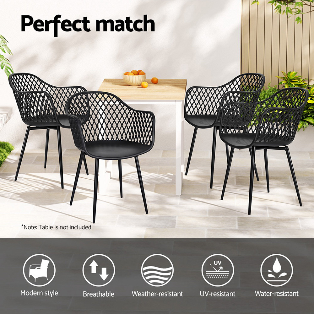 Gardeon 4PC PP Dining Chairs Ventilated Backrest view 5