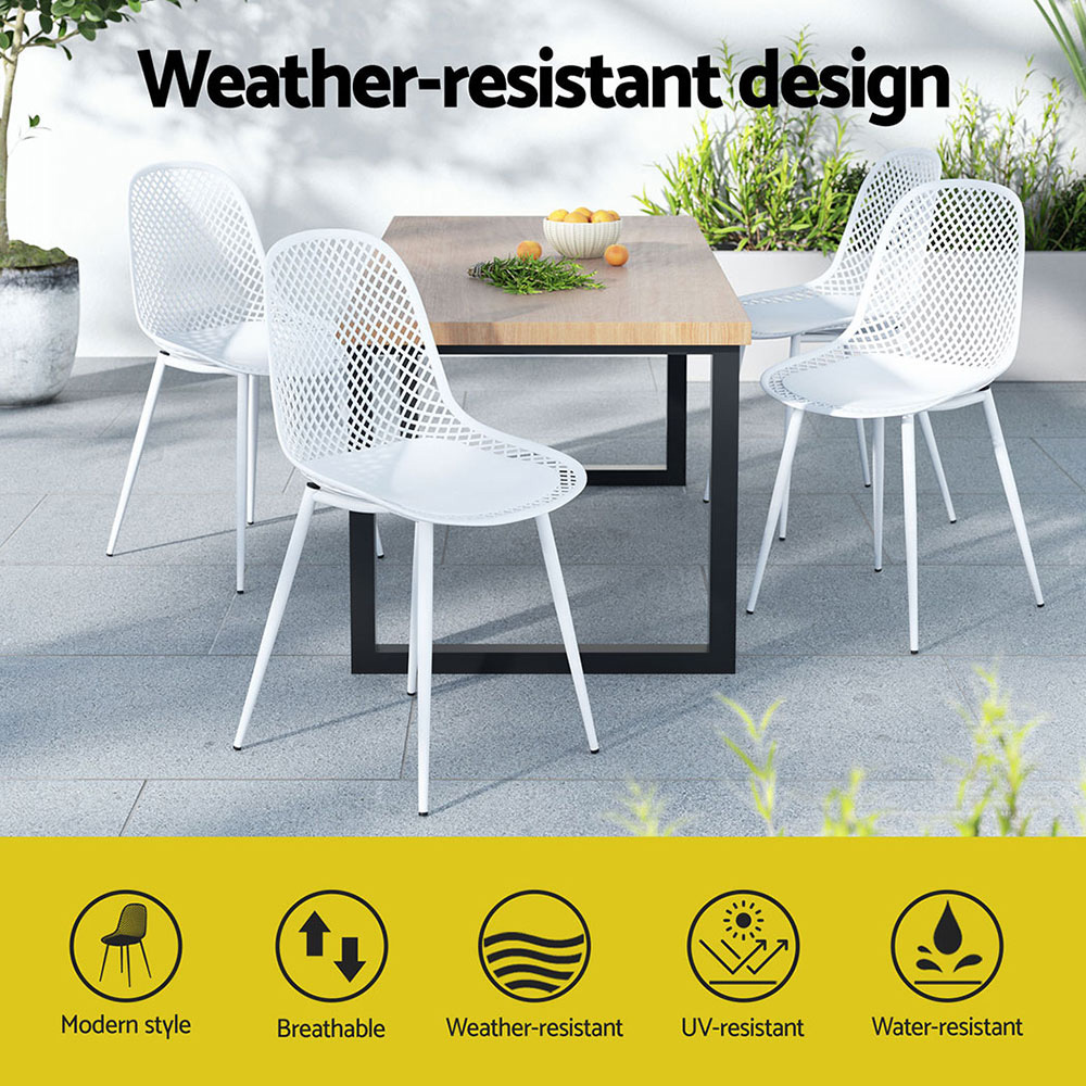 Gardeon 4PC PP Dining Chairs Easy Clean White view 4