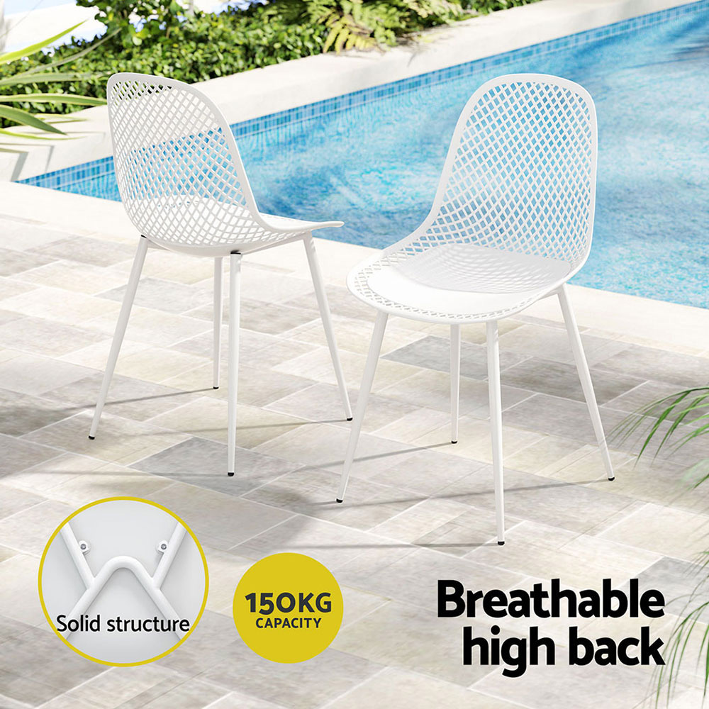 Gardeon 4PC PP Dining Chairs Easy Clean White view 5