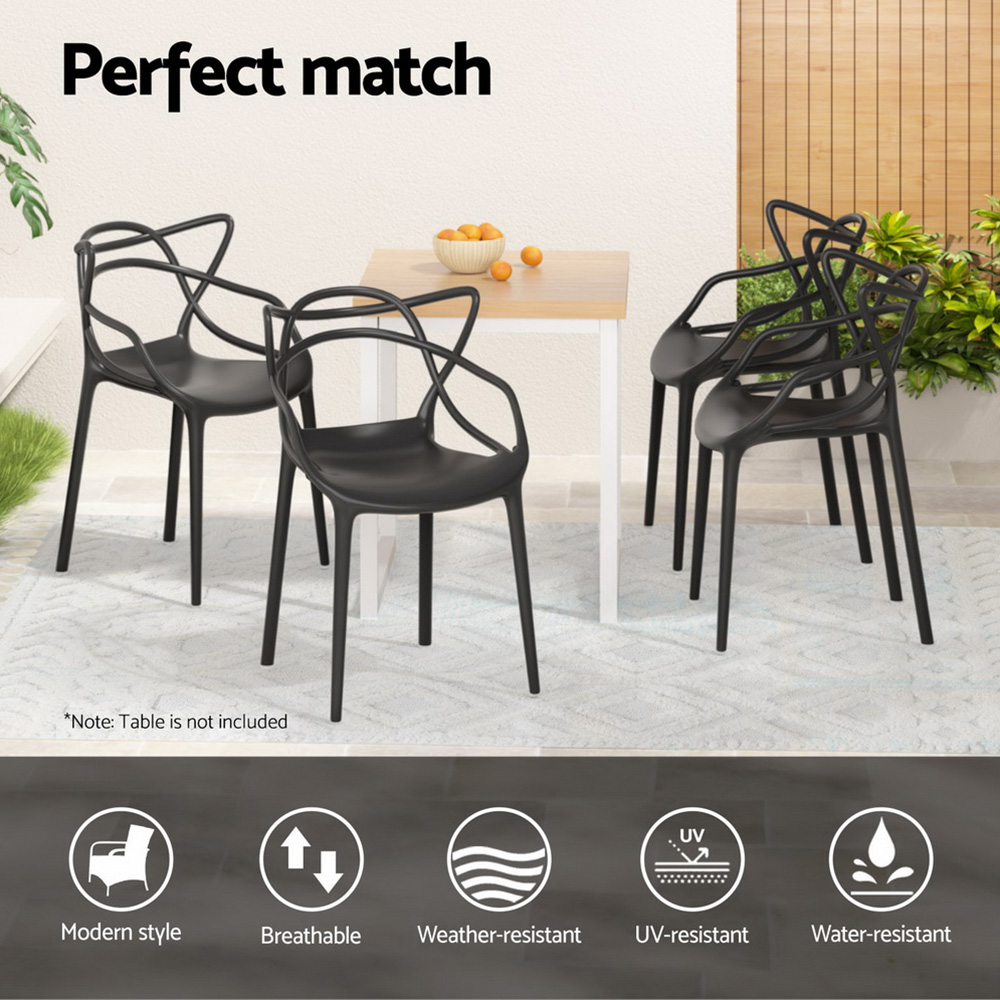 Gardeon 4PC Stackable PP Dining Chairs Portable view 5