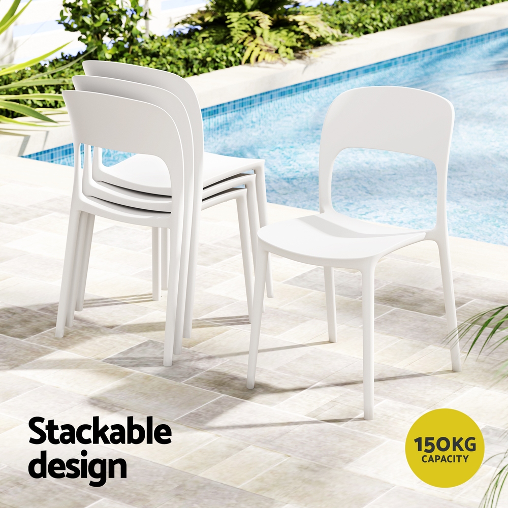 Gardeon 4PC Stackable PP Garden Dining Chairs view 5