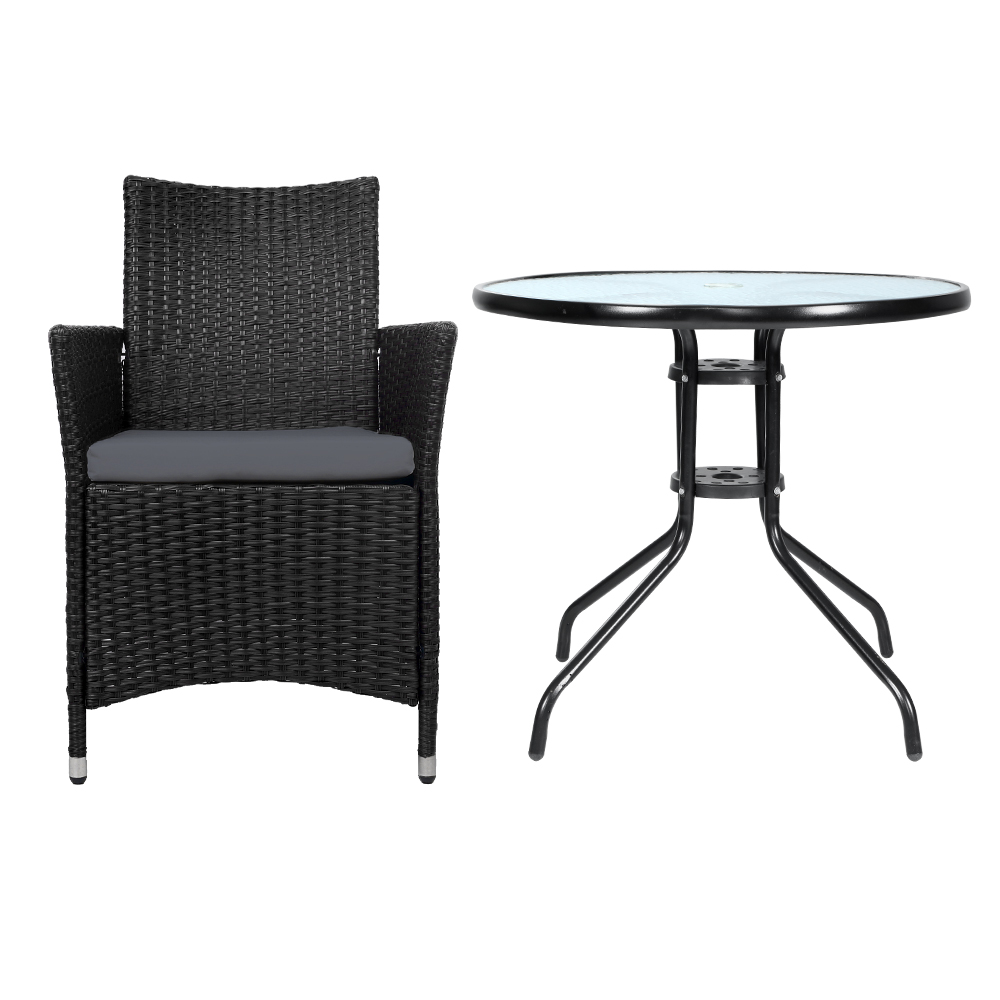 Gardeon 3 Piece Rattan Bistro Set Cushioned view 3