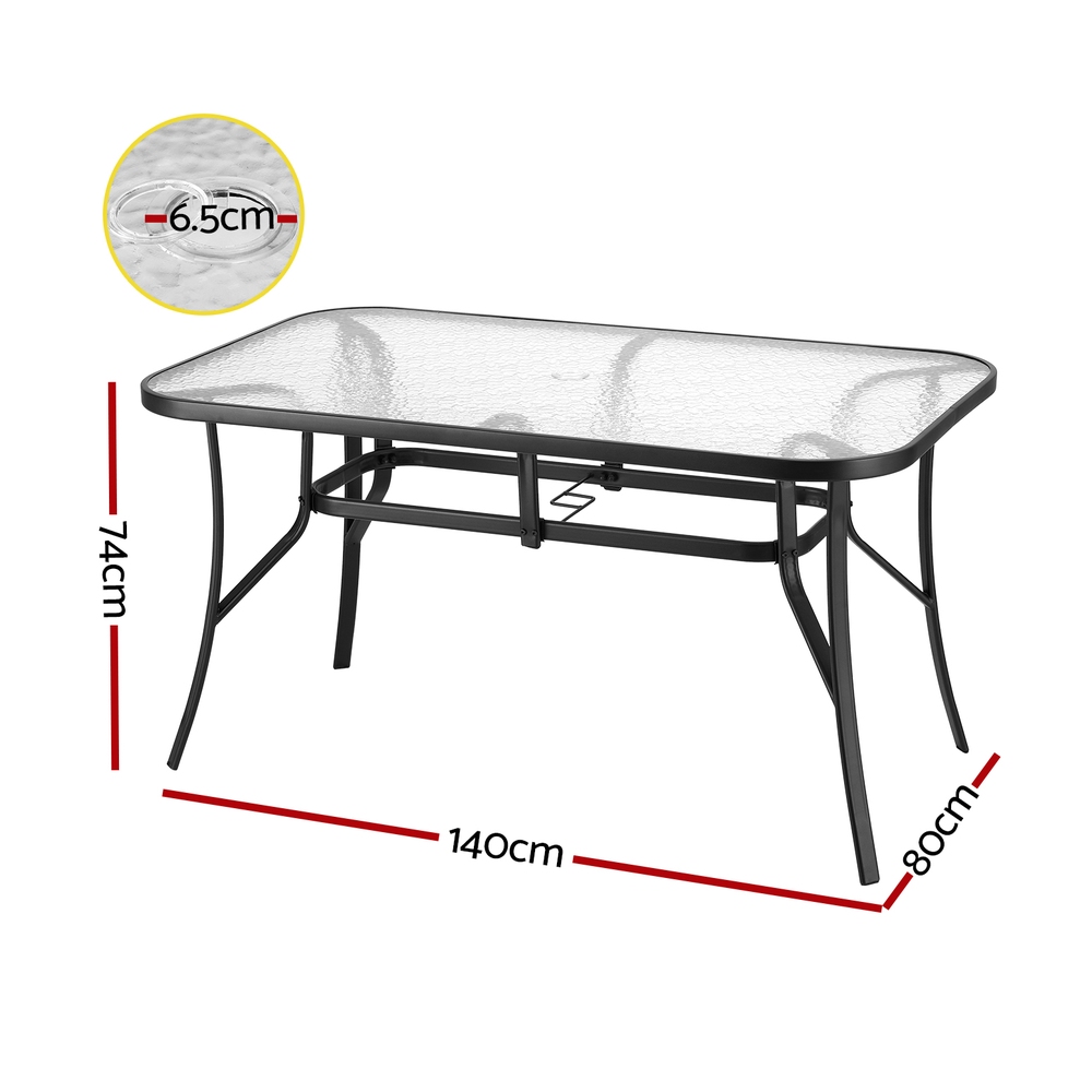 Gardeon Steel Frame Dining Table Parasol Hole view 2