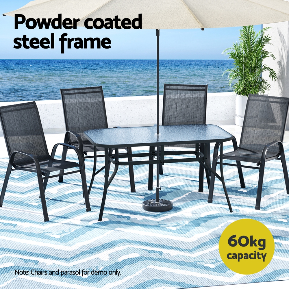 Gardeon Steel Frame Dining Table Parasol Hole view 4
