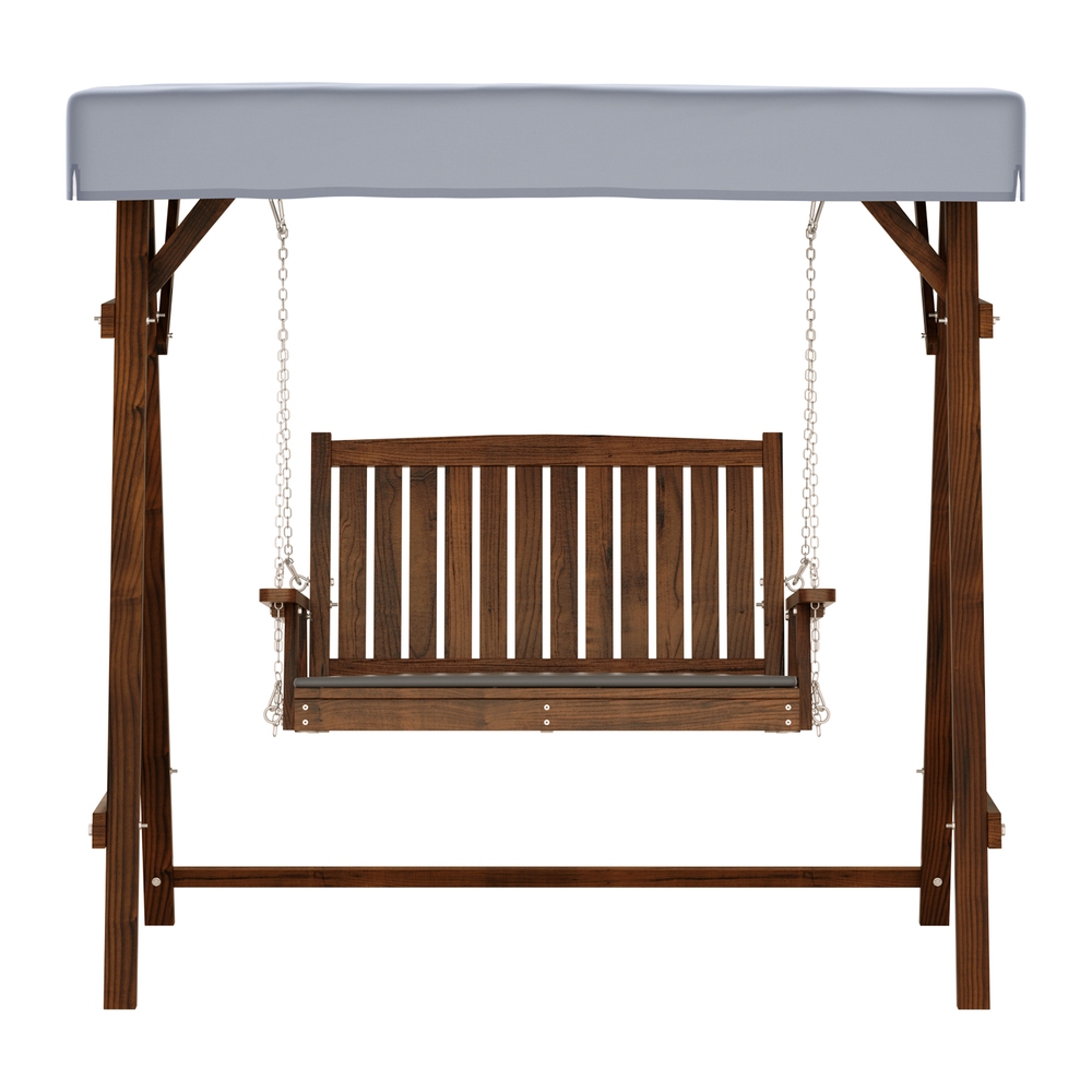 Gardeon Wooden 2 Seater Swing Chair Cushion Charcoal view 3