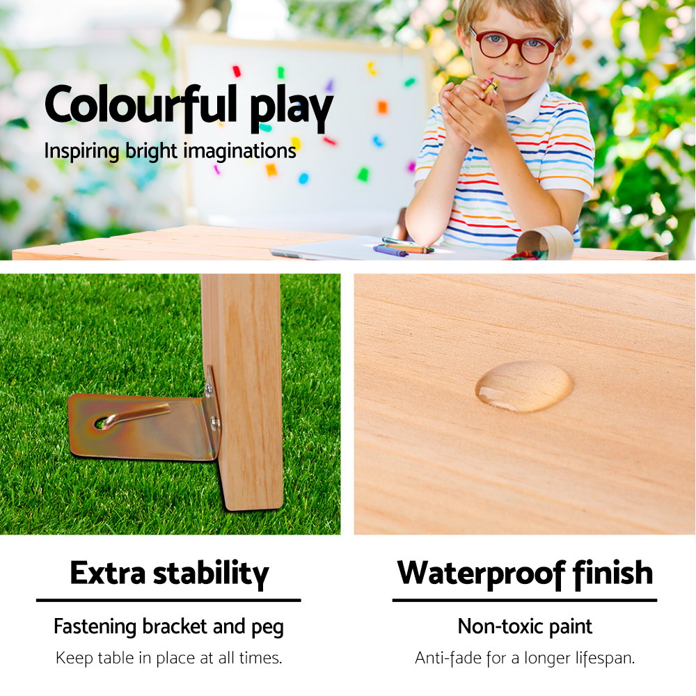 Keezi Kids Wooden Outdoor Table and Chairs Picnic Set view 5