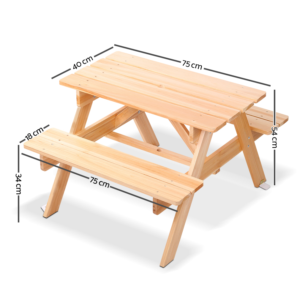 Keezi Wooden Kids Picnic Table Set with Umbrella view 2