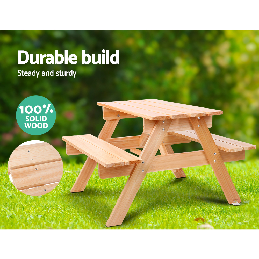 Keezi Wooden Kids Picnic Table Set with Umbrella view 4