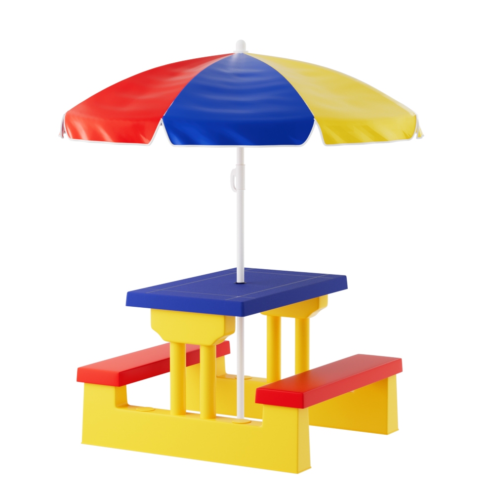 Keezi Kids Indoor Outdoor Table and Chairs Set with Umbrella