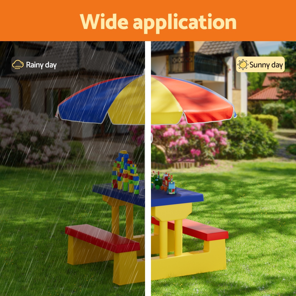 Keezi Kids Indoor Outdoor Table and Chairs Set with Umbrella view 4
