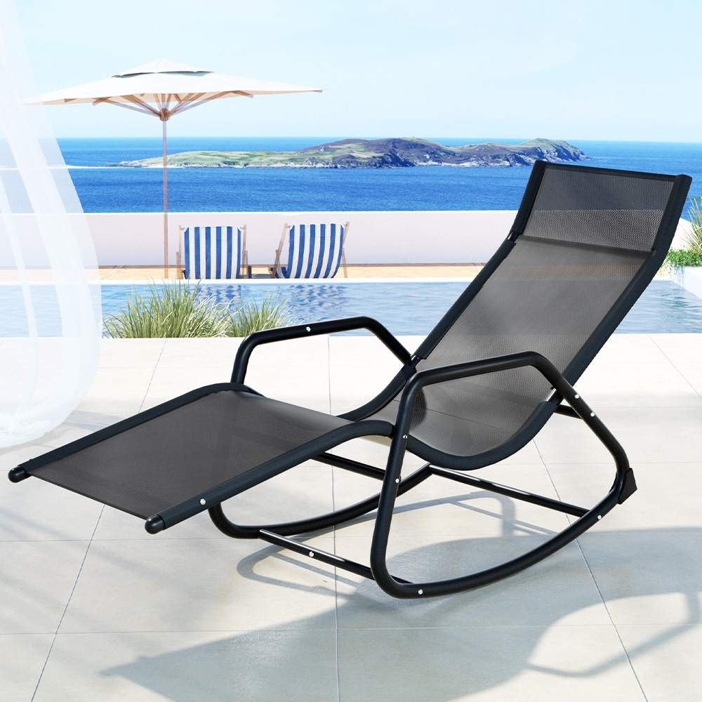 Gardeon Sun Lounge Rocking Chair Steel Frame Patio