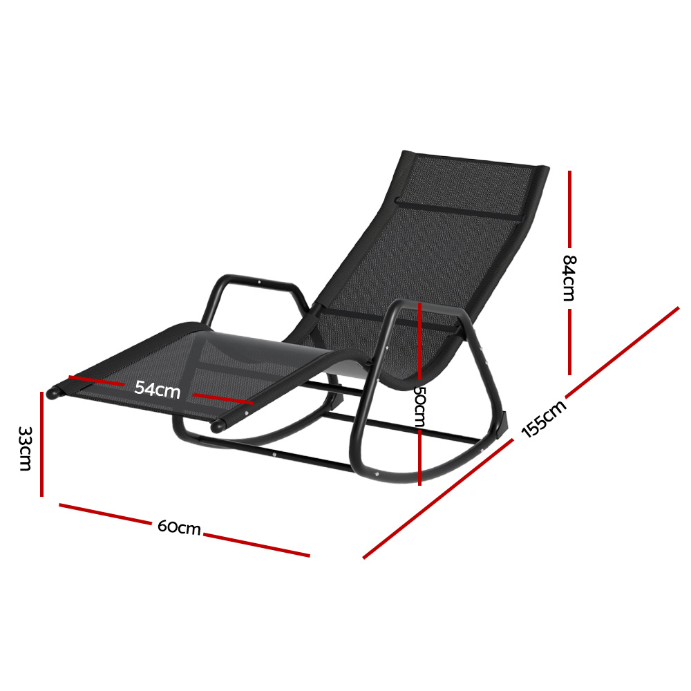Gardeon Sun Lounge Rocking Chair Steel Frame Patio view 2