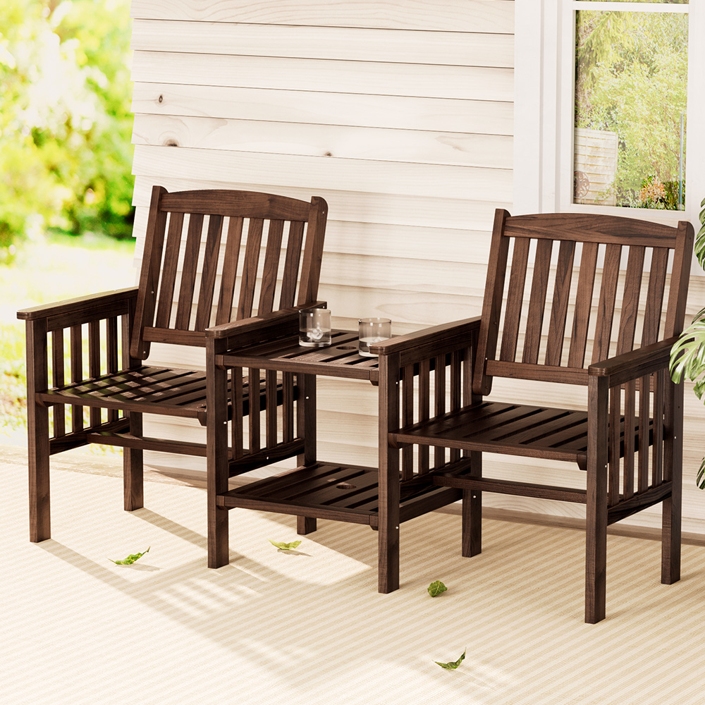 Gardeon Wooden Garden Bench Loveseat Charcoal