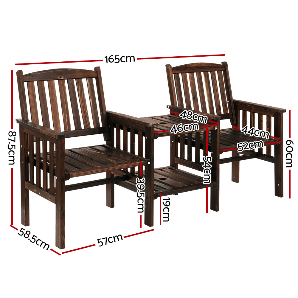 Gardeon Wooden Garden Bench Loveseat Charcoal view 2