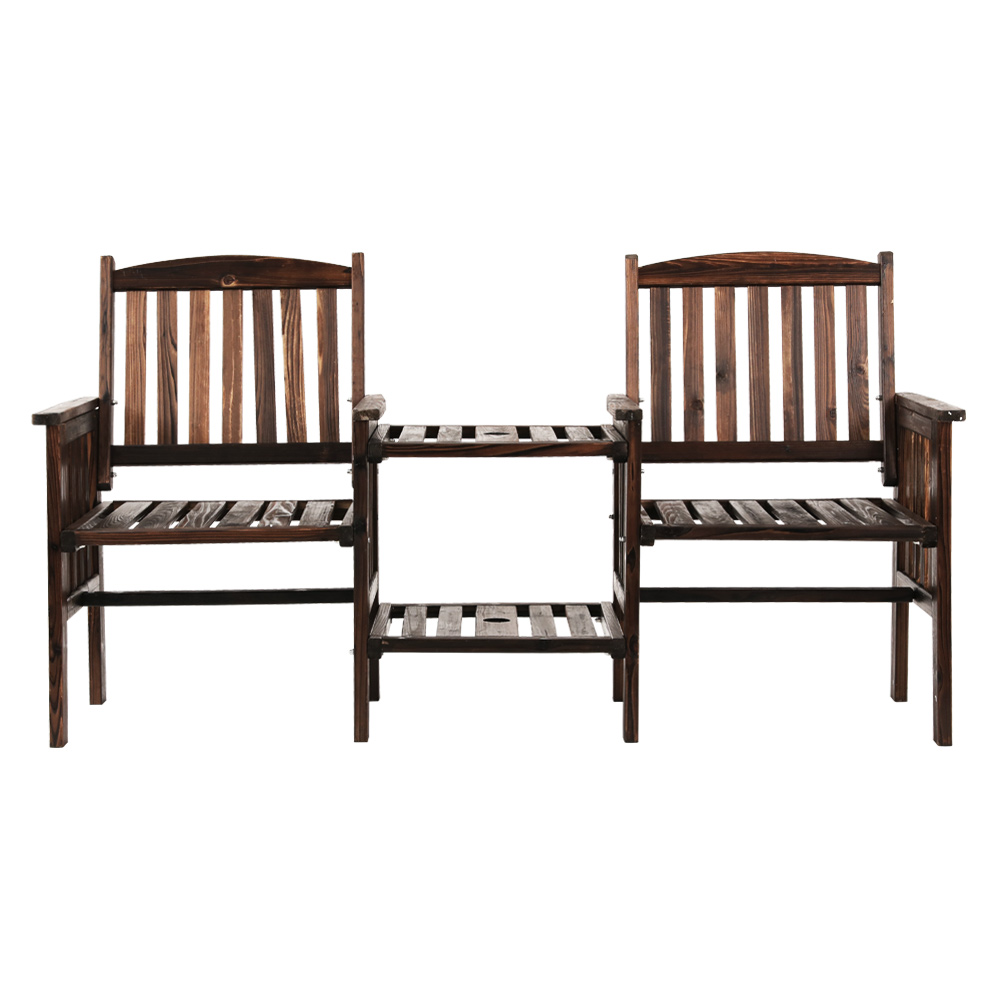 Gardeon Wooden Garden Bench Loveseat Charcoal view 3