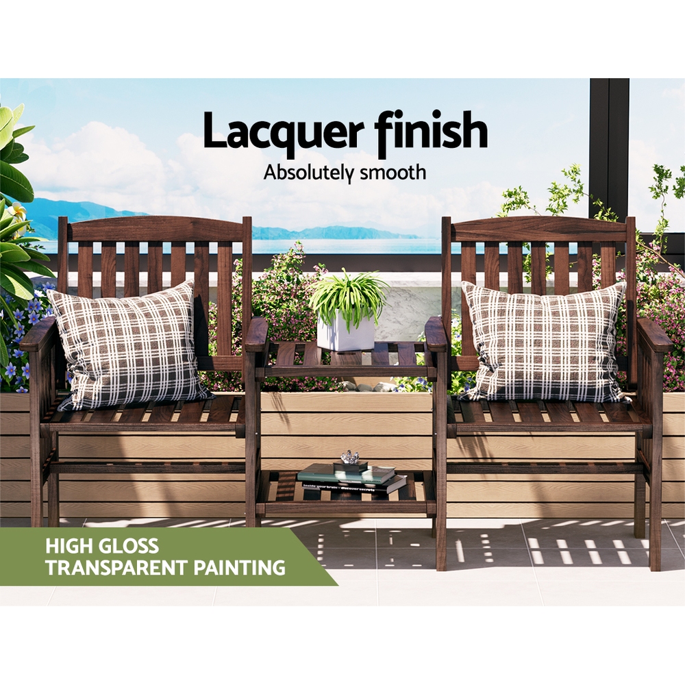 Gardeon Wooden Garden Bench Loveseat Charcoal view 4