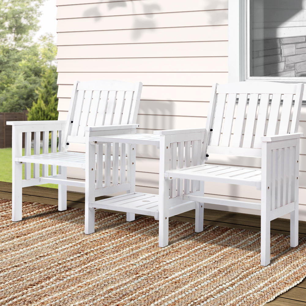 Gardeon Wooden Garden Bench Loveseat White