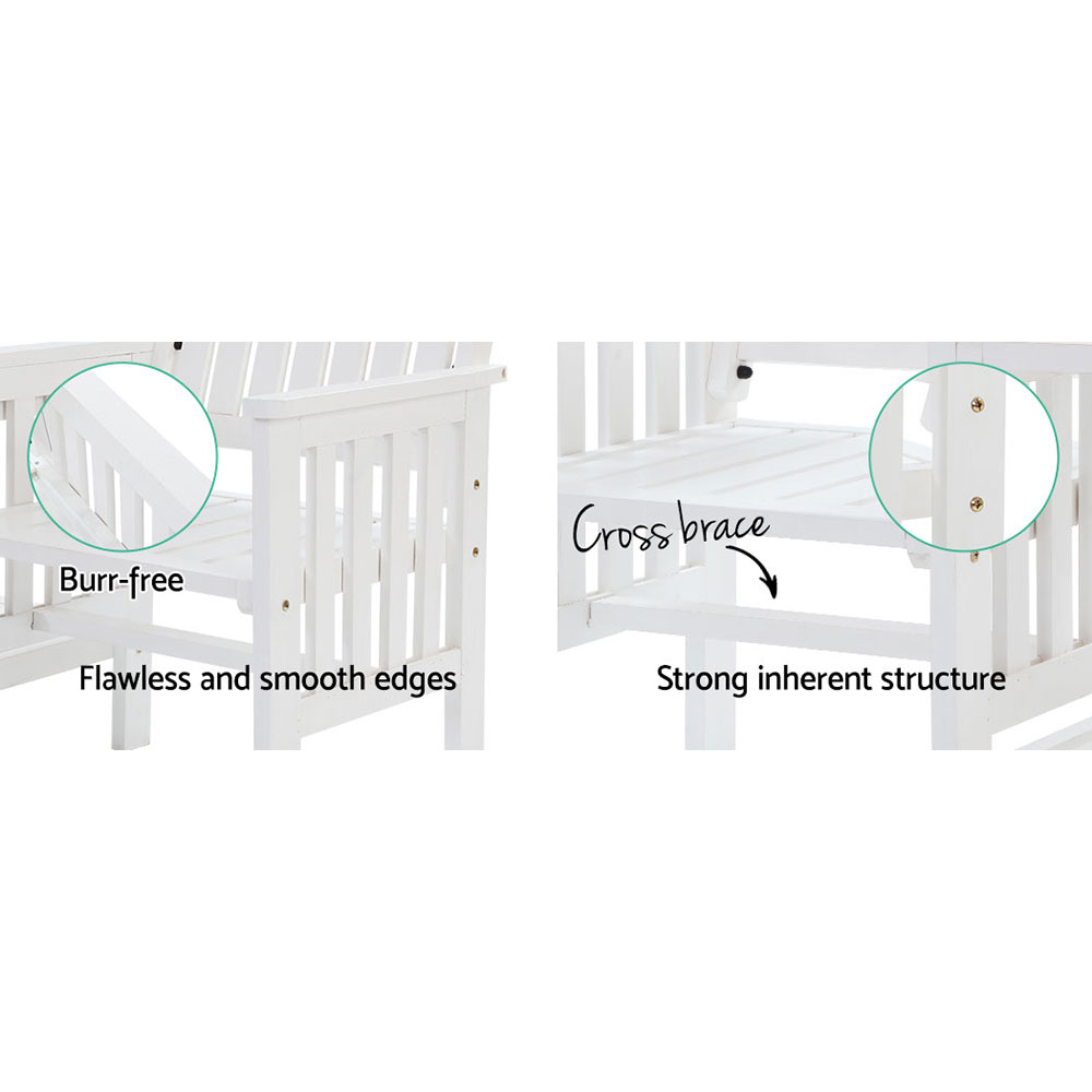 Gardeon Wooden Garden Bench Loveseat White view 4