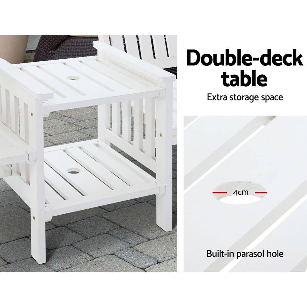 Gardeon Wooden Garden Bench Loveseat White view 5