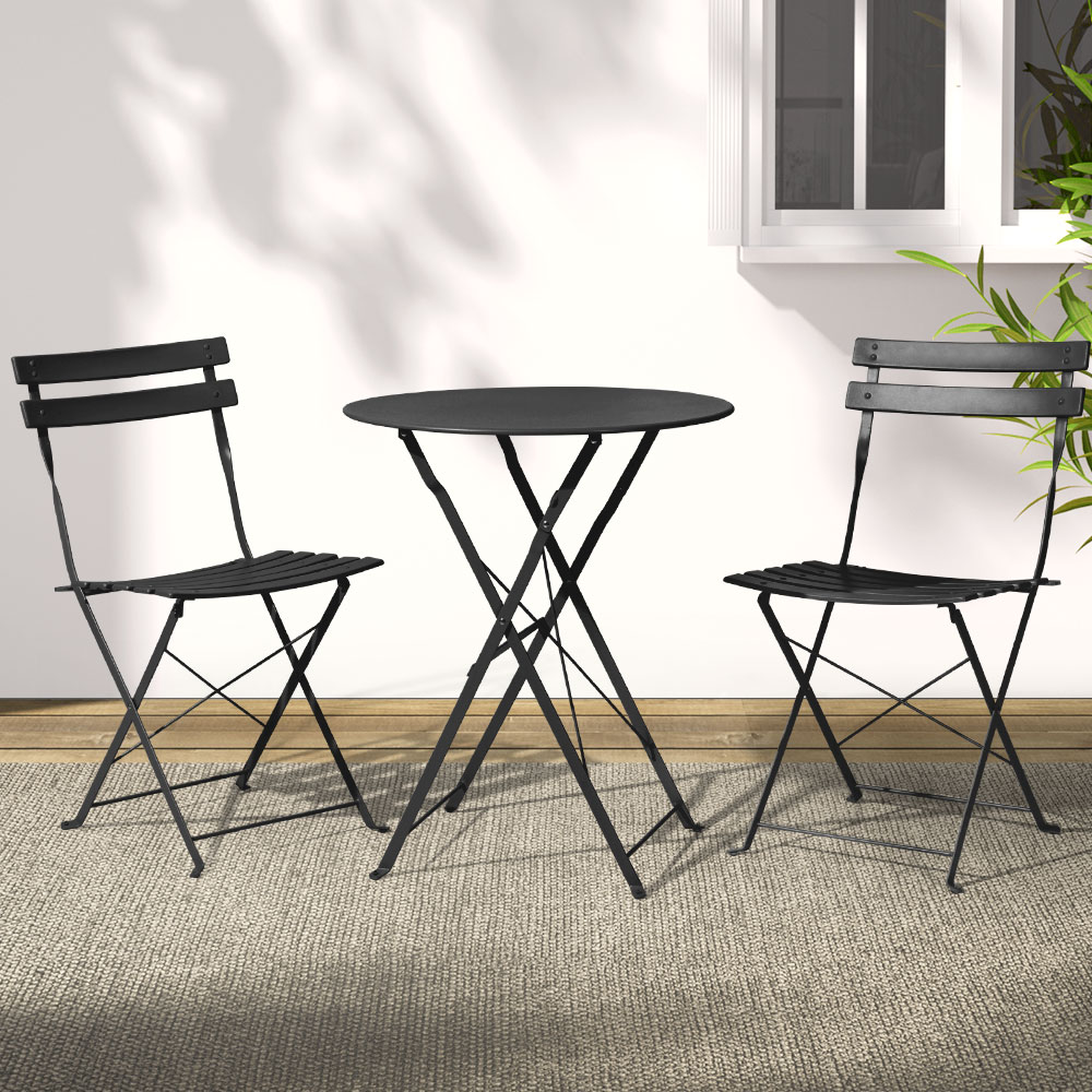 Gardeon 3PC Steel Bistro Set Table and Chairs Multi-Colour