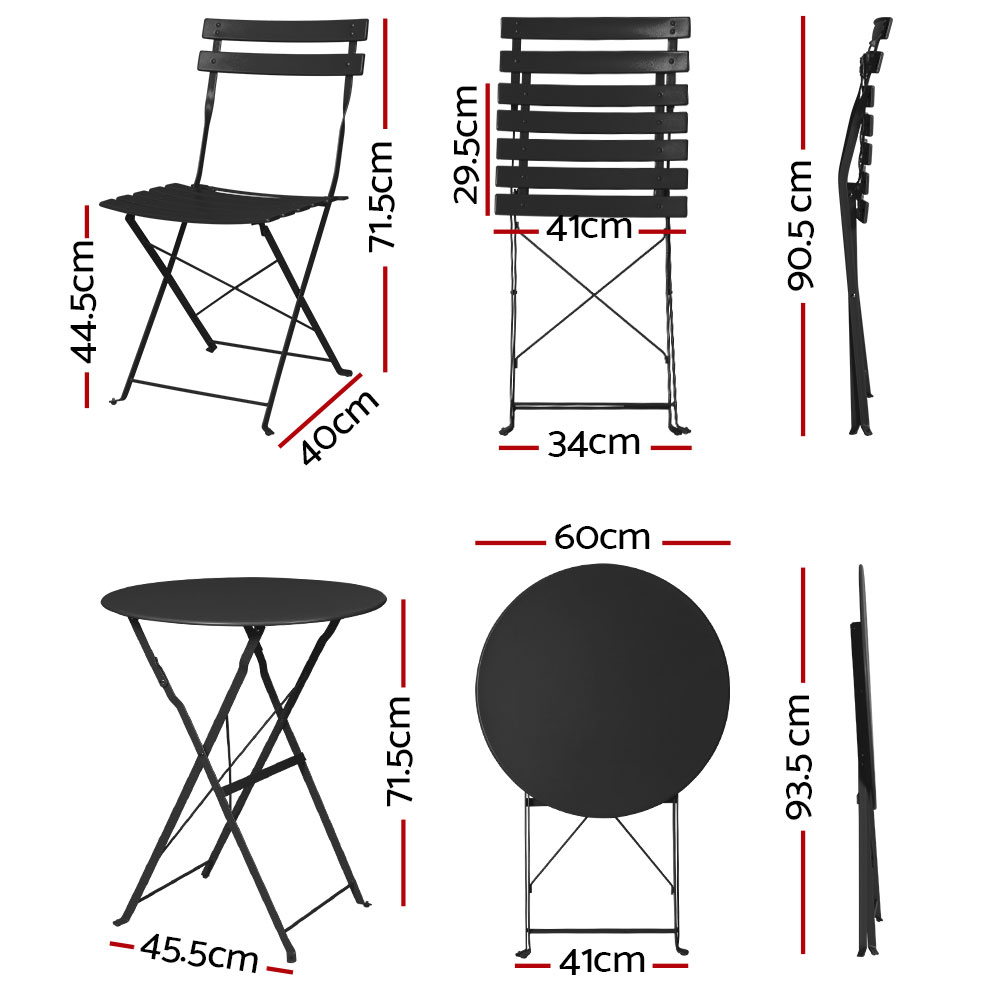 Gardeon 3PC Steel Bistro Set Table and Chairs Multi-Colour view 2