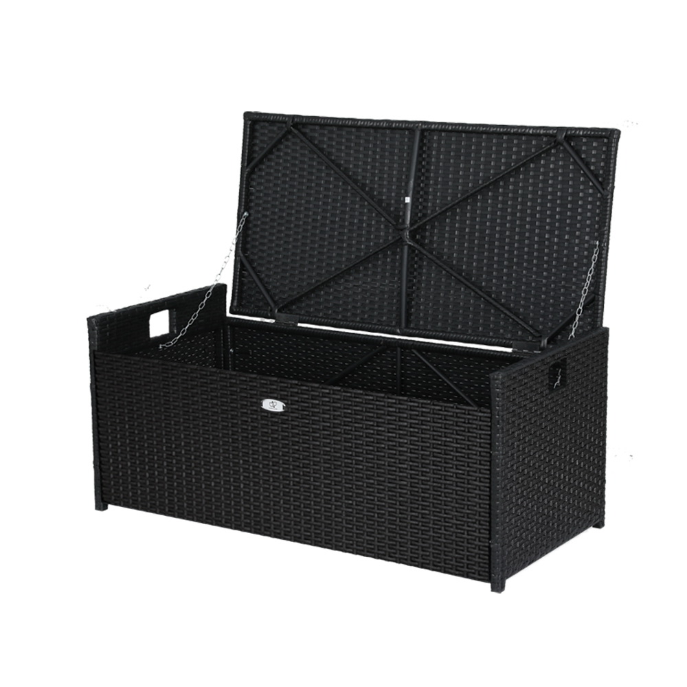 Gardeon Wicker Storage Bench Box with Cushion view 3