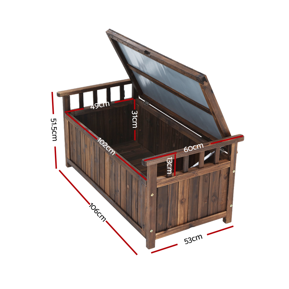 Gardeon Wooden Storage Bench Box Charcoal view 2