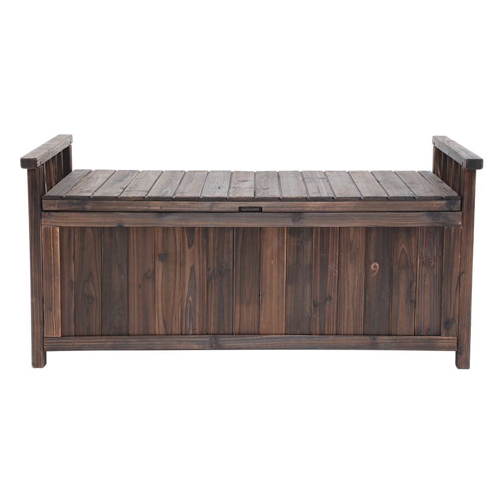 Gardeon Wooden Storage Bench Box Charcoal view 3