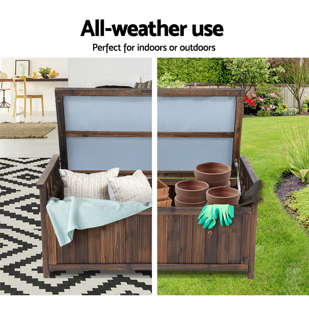 Gardeon Wooden Storage Bench Box Charcoal view 5