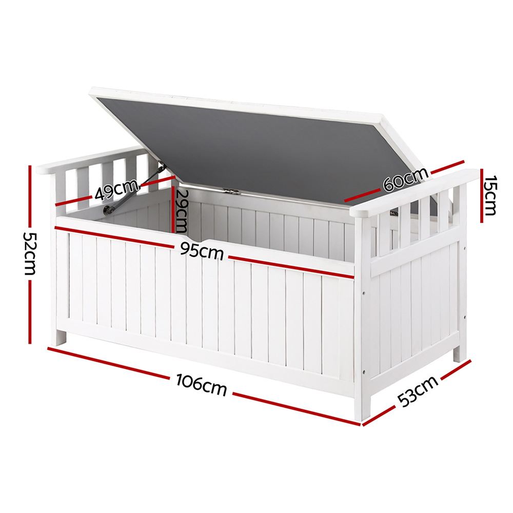 Gardeon Wooden Storage Bench Box White view 2