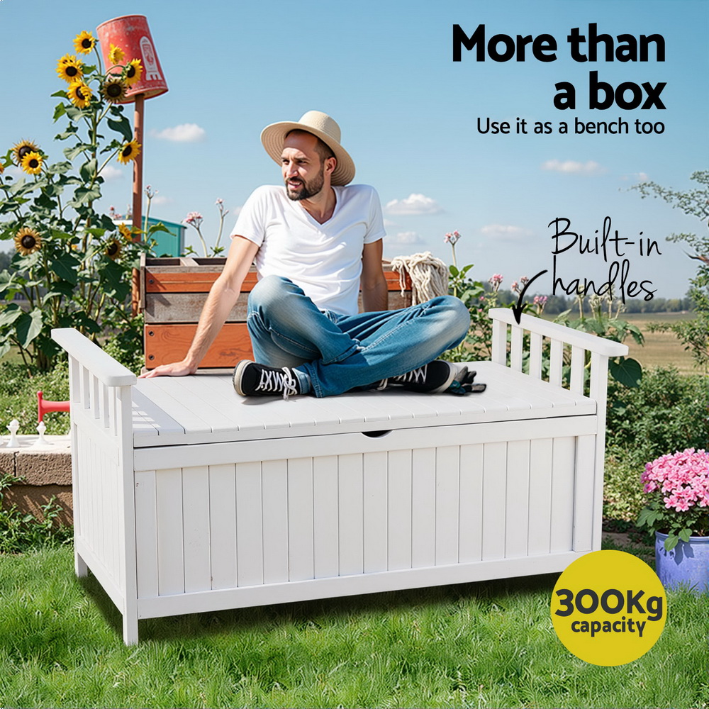 Gardeon Wooden Storage Bench Box White view 5