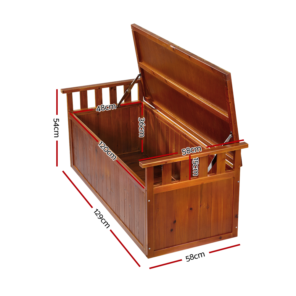 Gardeon Wooden Storage Bench Box 129cm XL view 2
