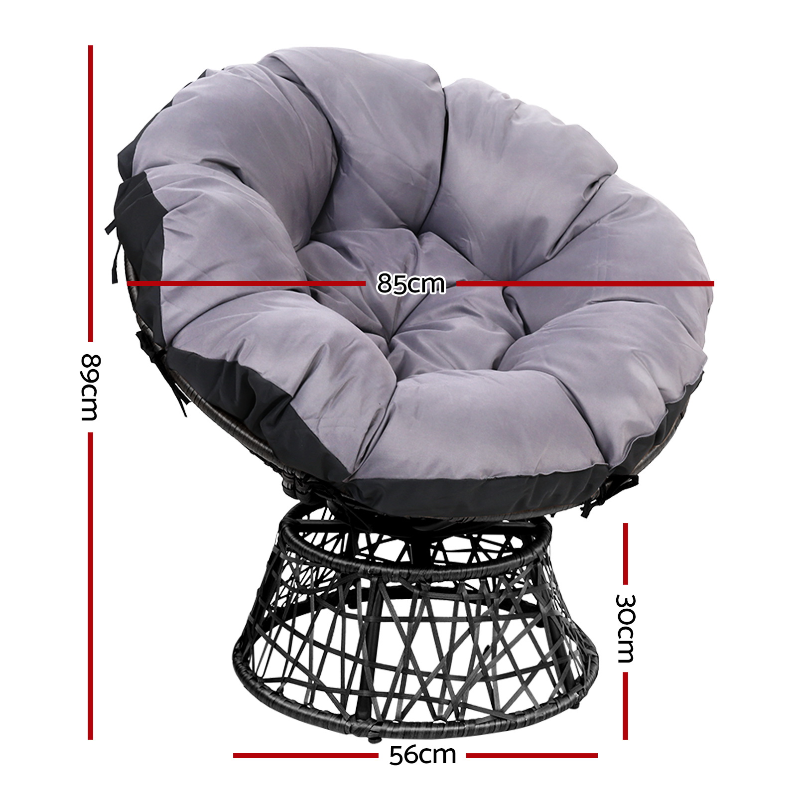 Gardeon Wicker Papasan Chair with Cushion view 2