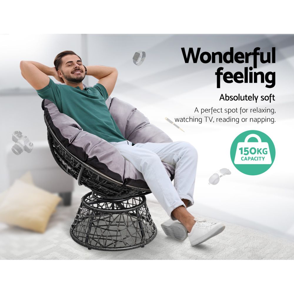 Gardeon Wicker Papasan Chair with Cushion view 4
