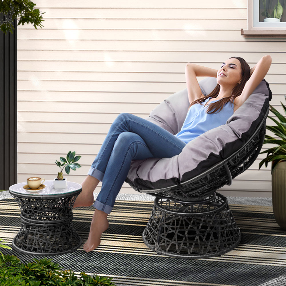 Gardeon Wicker Papasan Chair with Side Table