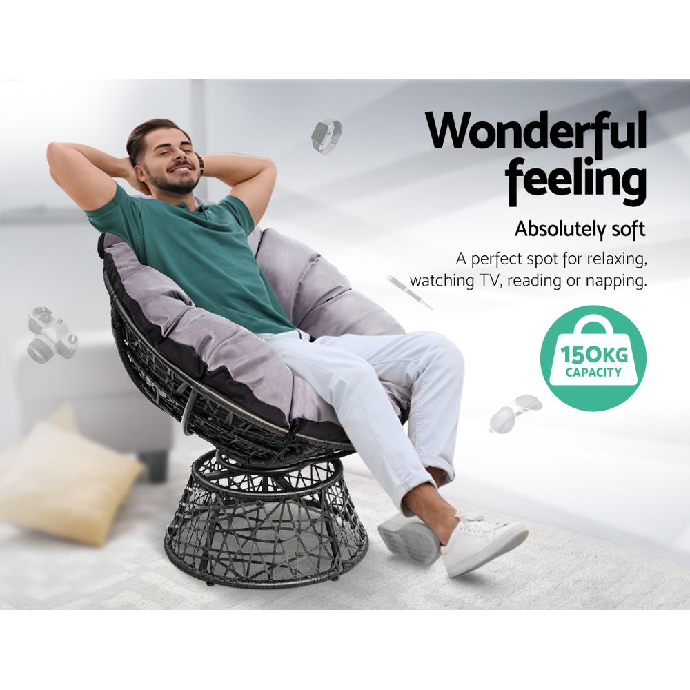 Gardeon Wicker Papasan Chair with Side Table view 4