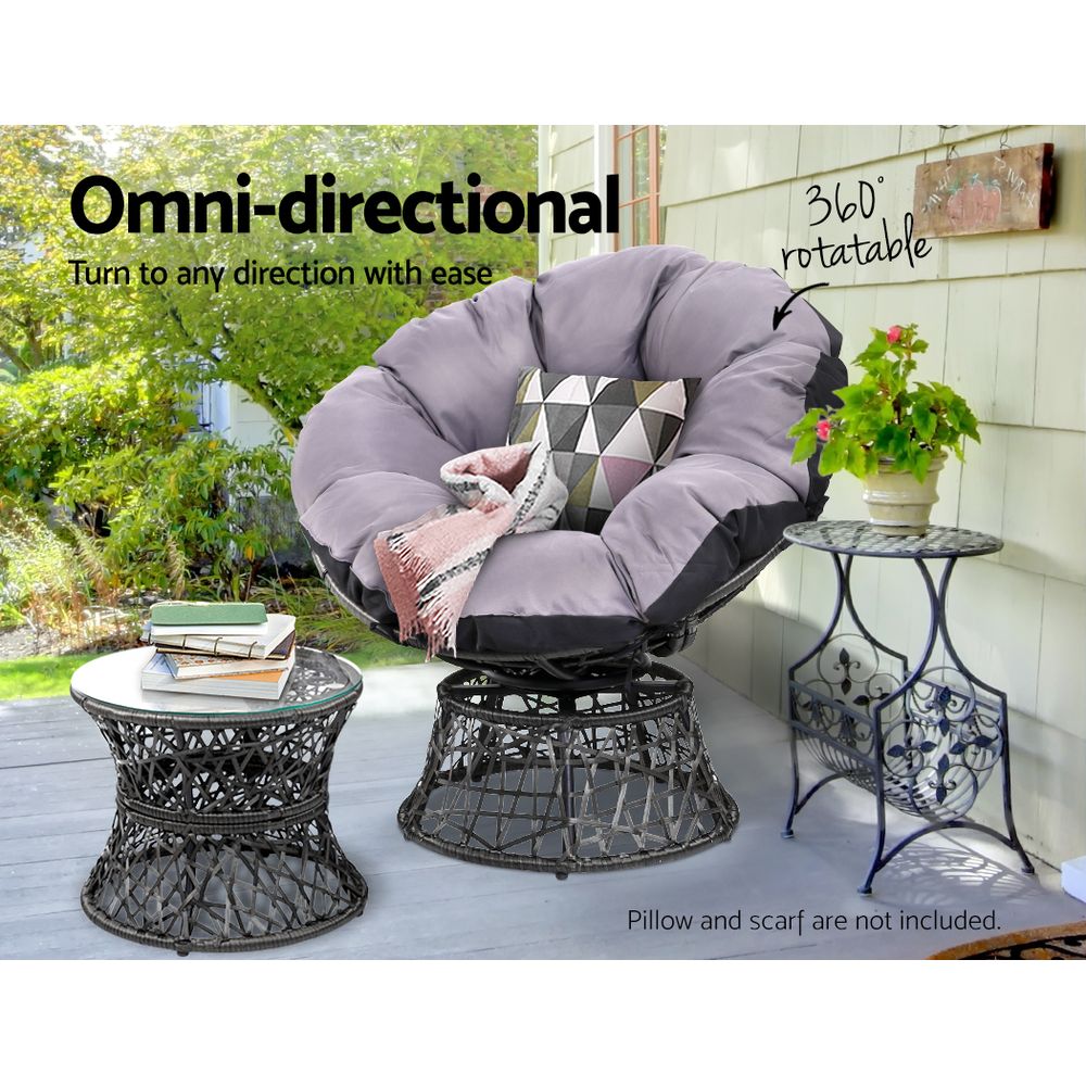 Gardeon Wicker Papasan Chair with Side Table view 5