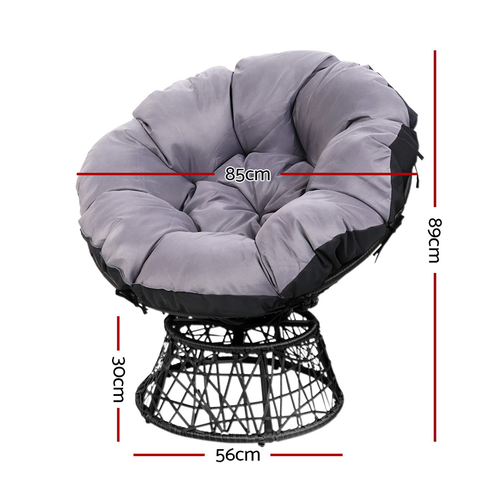 Gardeon Wicker Papasan Chair Duo with Side Table view 2