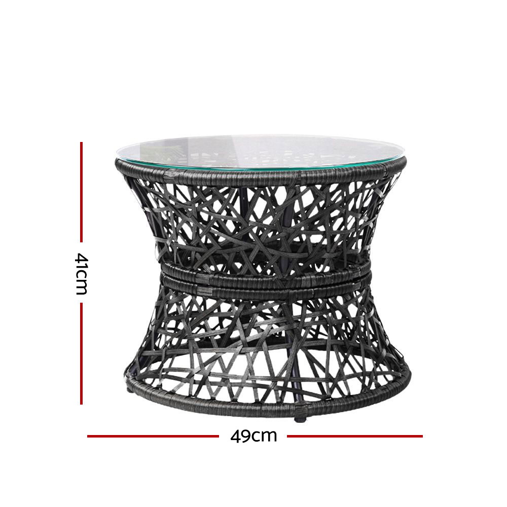 Gardeon Wicker Papasan Chair Duo with Side Table view 3
