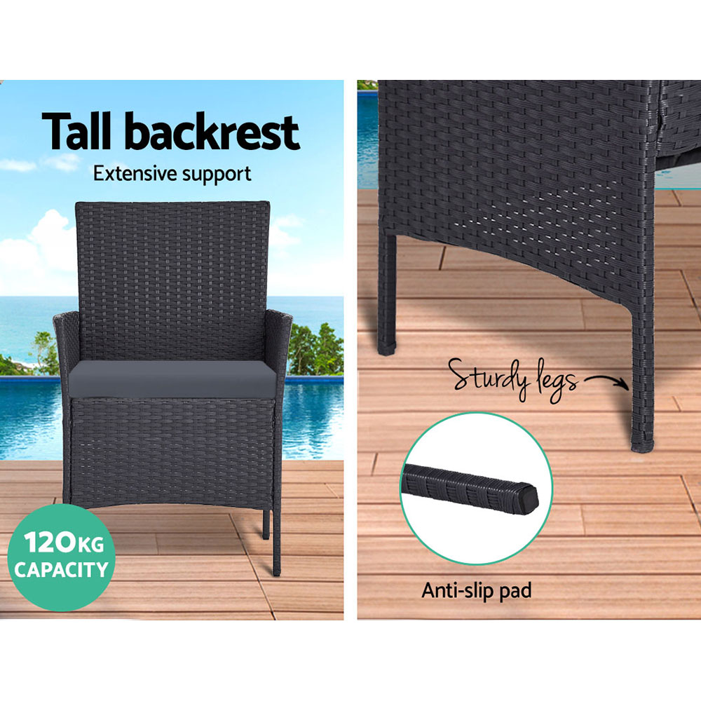 Gardeon 4-Seater Wicker Sofa Set with Storage Cover Grey view 5