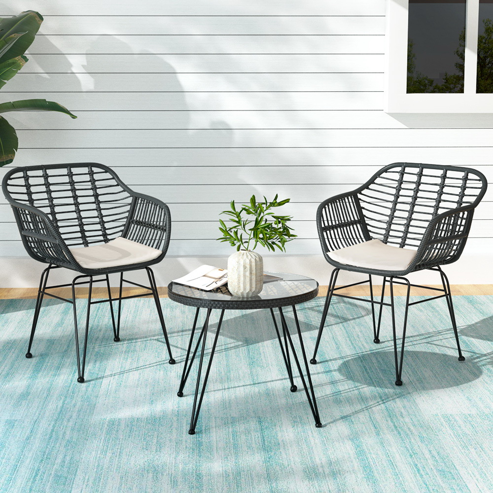 Gardeon 2-Seater Wicker Lounge Setting with Coffee Table